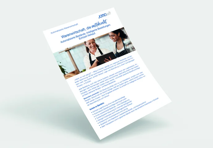 Flyer zur automatisierten Warenwirtschaft von JOMOsoft